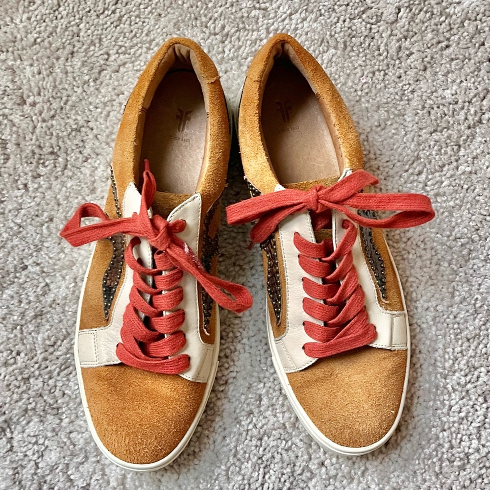 Frye Suede Ivy Logo Patch Tennies